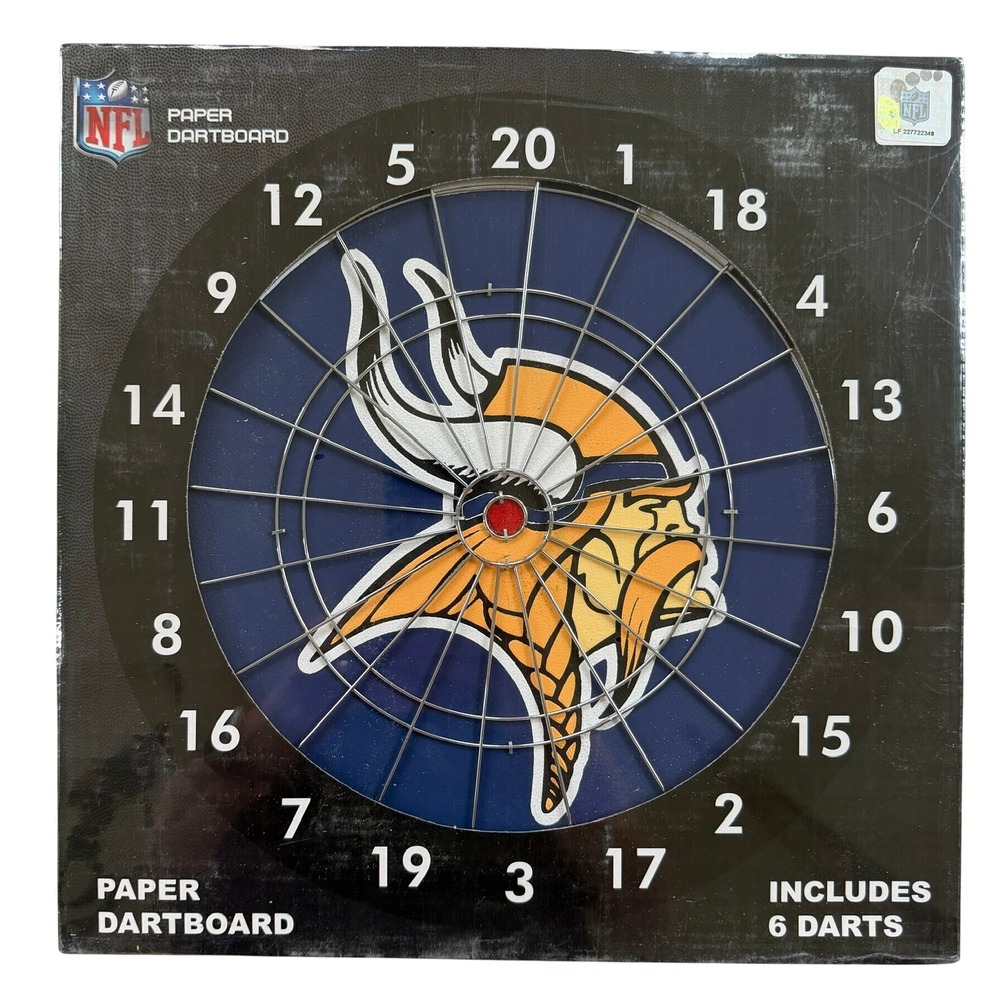 Minnesota Vikings NFL Paper Dartboard Set Imperial 12 Inch Double Sided 6 Darts